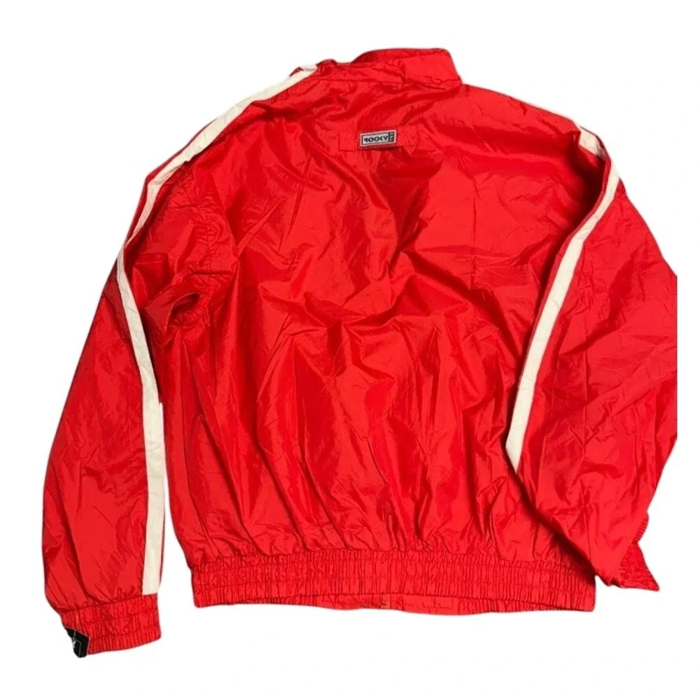 Vintage ROOKY USA Athletic‎ Red Track Jacket Full Zip White Stripe Accent Size L